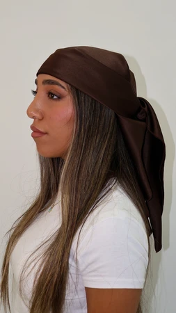 מטפחת מרובעת סטאן חום 2 צדדים